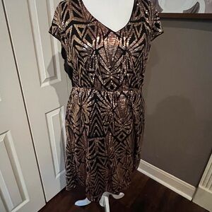 BloomChic Black and Gold Sequin Mini Dress